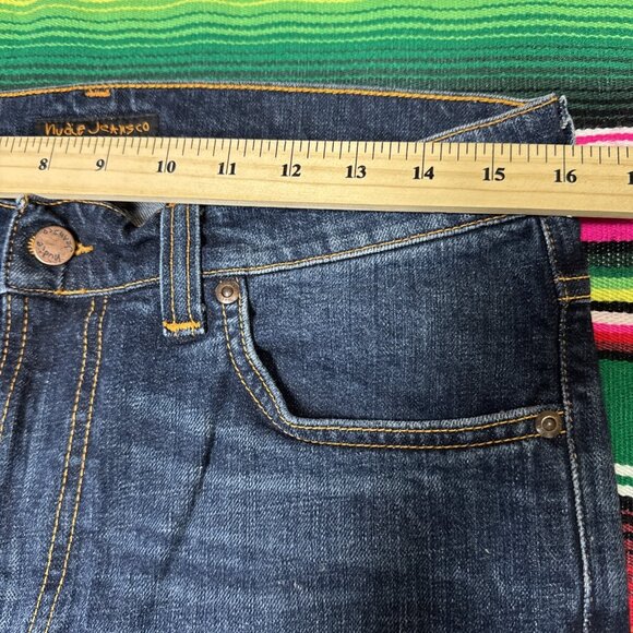 Nudie Jeans Co. Men 32x32 Lean Dean Slim Dark Worn Navy Blue Made in Italy READ - Picture 6 of 11